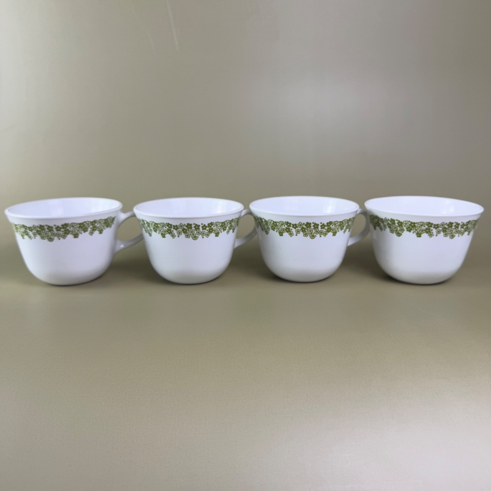 Corelle Spring Blossom Green Coffee Cups | Set of 4 | Made in USA - Picture 4 of 9